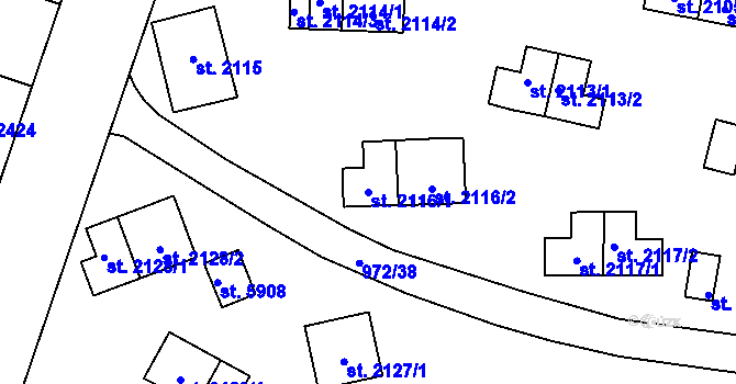 Parcela st. 2116/1 v KÚ Zlín, Katastrální mapa