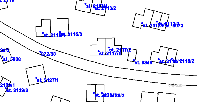 Parcela st. 2117/1 v KÚ Zlín, Katastrální mapa