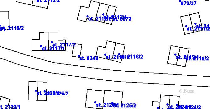 Parcela st. 2118/1 v KÚ Zlín, Katastrální mapa