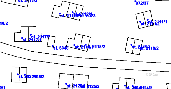 Parcela st. 2118/2 v KÚ Zlín, Katastrální mapa