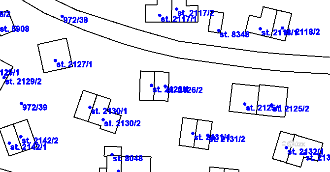 Parcela st. 2126/2 v KÚ Zlín, Katastrální mapa