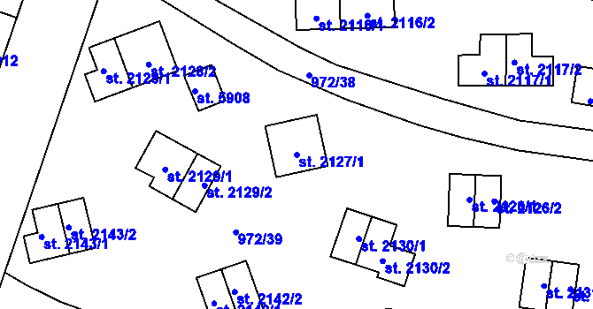 Parcela st. 2127/1 v KÚ Zlín, Katastrální mapa