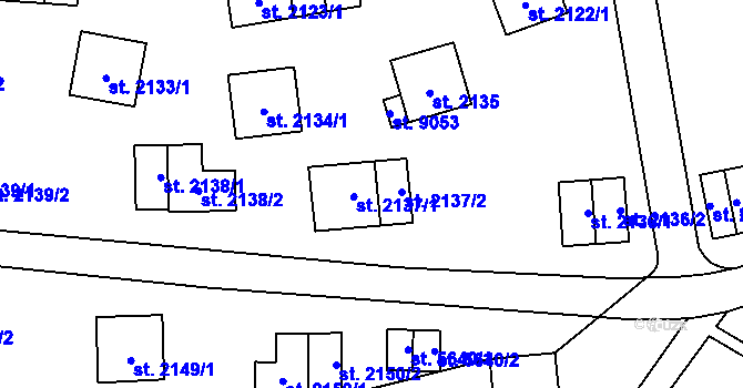Parcela st. 2137/1 v KÚ Zlín, Katastrální mapa