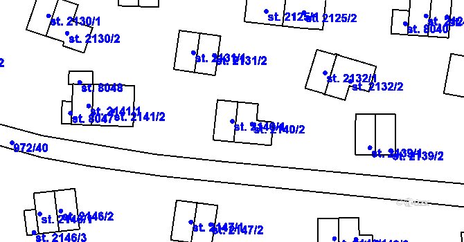 Parcela st. 2140/1 v KÚ Zlín, Katastrální mapa