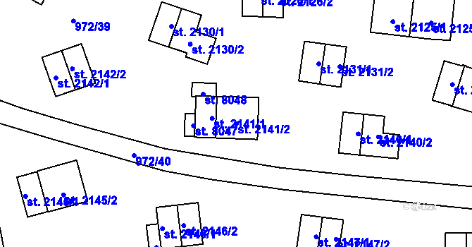 Parcela st. 2141/2 v KÚ Zlín, Katastrální mapa