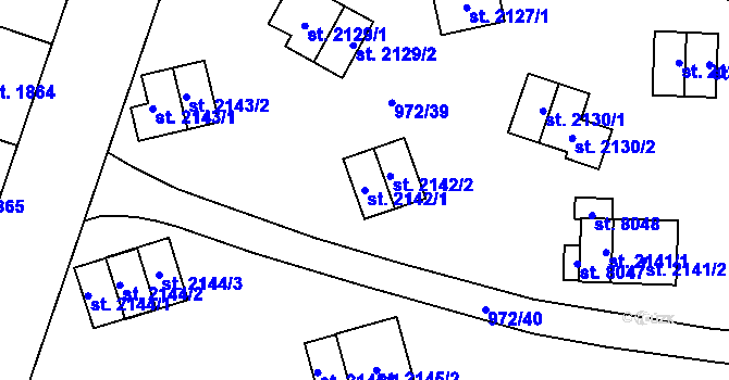 Parcela st. 2142/1 v KÚ Zlín, Katastrální mapa