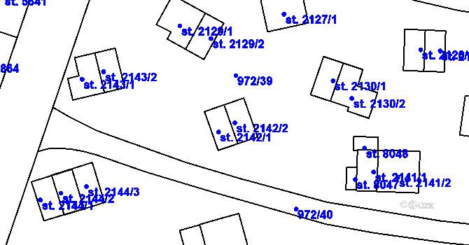 Parcela st. 2142/2 v KÚ Zlín, Katastrální mapa