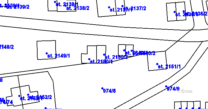 Parcela st. 2150/2 v KÚ Zlín, Katastrální mapa