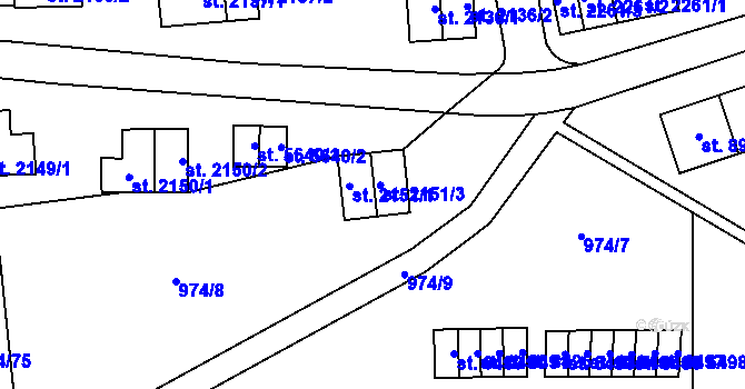 Parcela st. 2151/1 v KÚ Zlín, Katastrální mapa