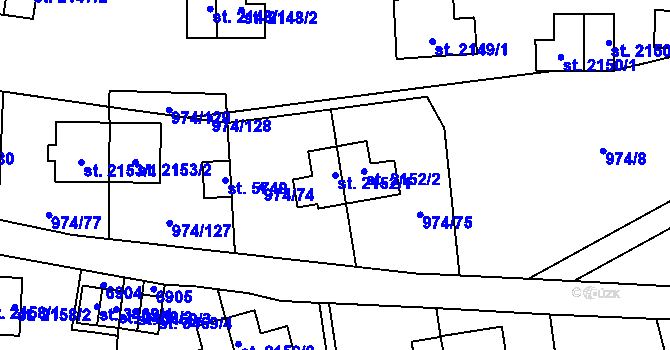 Parcela st. 2152/1 v KÚ Zlín, Katastrální mapa