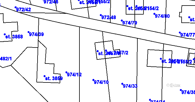 Parcela st. 2157/1 v KÚ Zlín, Katastrální mapa