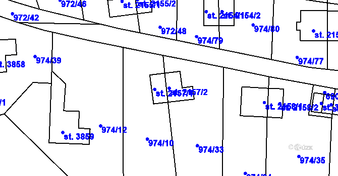 Parcela st. 2157/2 v KÚ Zlín, Katastrální mapa