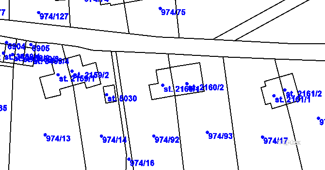 Parcela st. 2160/1 v KÚ Zlín, Katastrální mapa