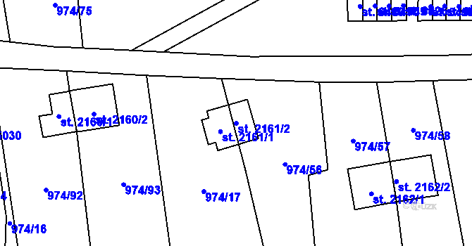 Parcela st. 2161/2 v KÚ Zlín, Katastrální mapa