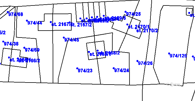 Parcela st. 2168/2 v KÚ Zlín, Katastrální mapa