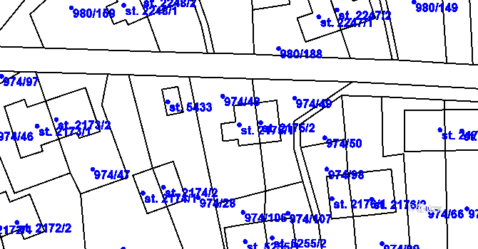 Parcela st. 2175/1 v KÚ Zlín, Katastrální mapa