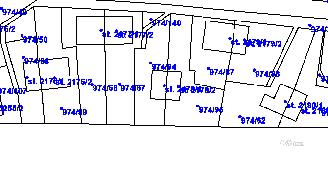 Parcela st. 2178/1 v KÚ Zlín, Katastrální mapa