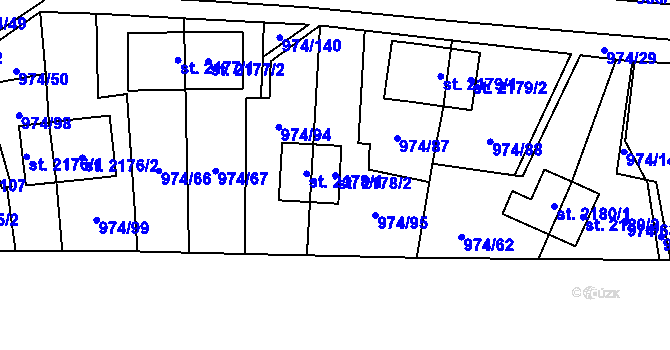 Parcela st. 2178/2 v KÚ Zlín, Katastrální mapa