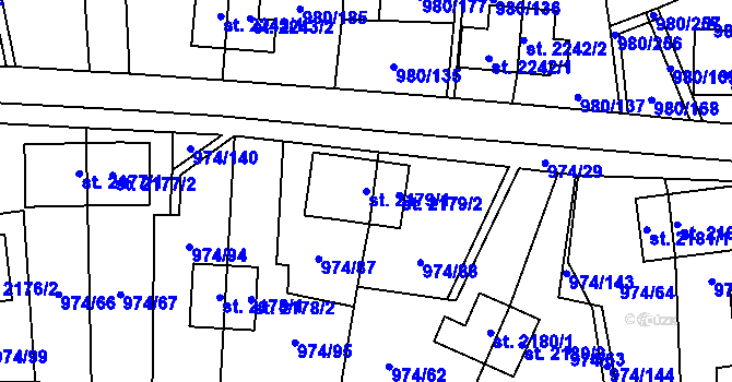 Parcela st. 2179/1 v KÚ Zlín, Katastrální mapa