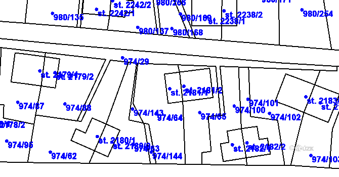 Parcela st. 2181/1 v KÚ Zlín, Katastrální mapa