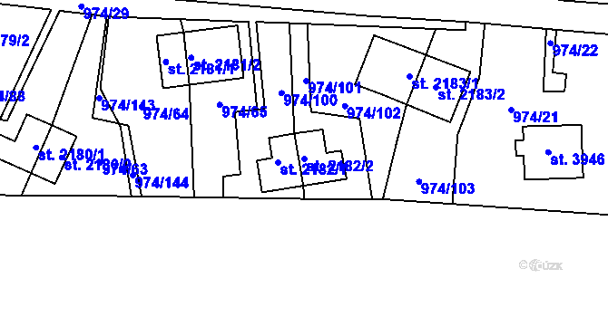 Parcela st. 2182/2 v KÚ Zlín, Katastrální mapa