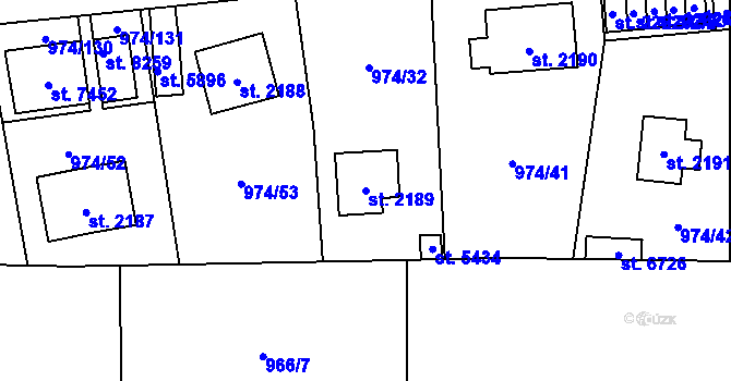 Parcela st. 2189 v KÚ Zlín, Katastrální mapa