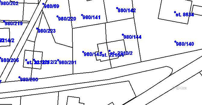 Parcela st. 2210/1 v KÚ Zlín, Katastrální mapa