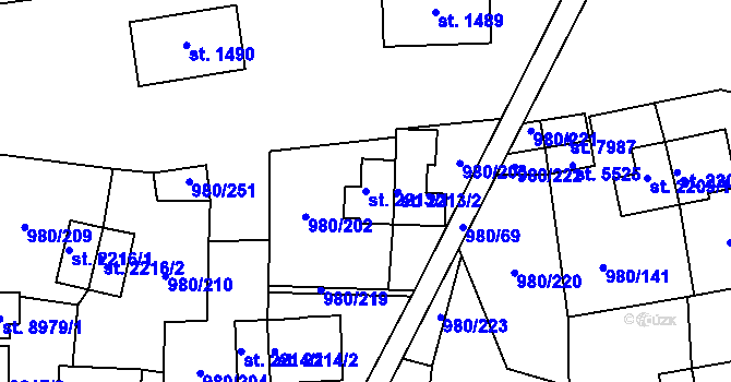 Parcela st. 2213/1 v KÚ Zlín, Katastrální mapa