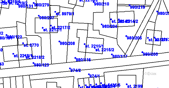 Parcela st. 2215/1 v KÚ Zlín, Katastrální mapa