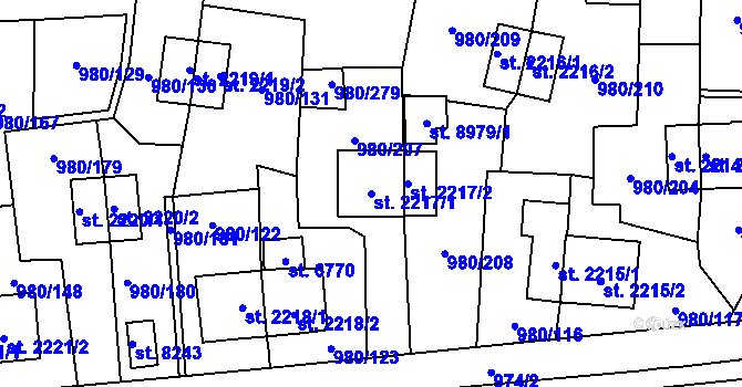 Parcela st. 2217/1 v KÚ Zlín, Katastrální mapa