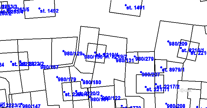 Parcela st. 2219/2 v KÚ Zlín, Katastrální mapa