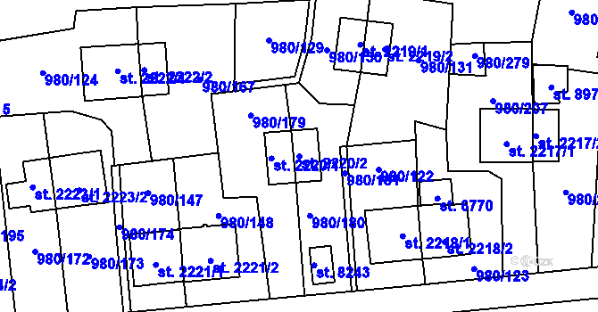 Parcela st. 2220/2 v KÚ Zlín, Katastrální mapa