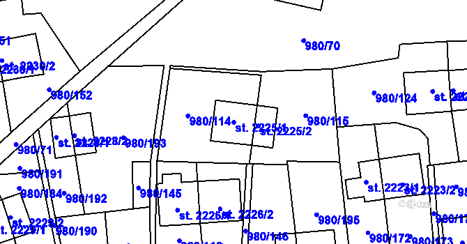 Parcela st. 2225/1 v KÚ Zlín, Katastrální mapa