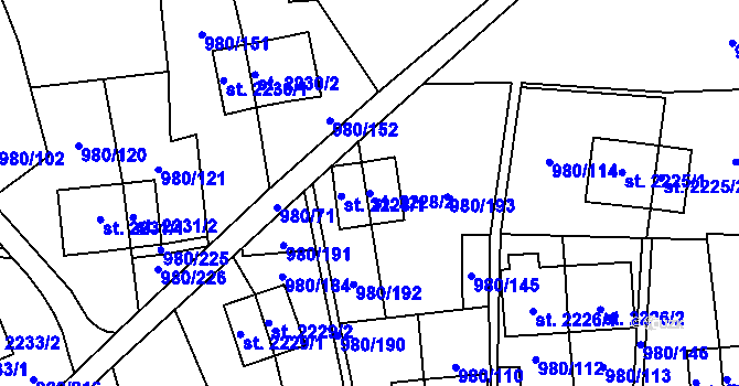 Parcela st. 2228/2 v KÚ Zlín, Katastrální mapa