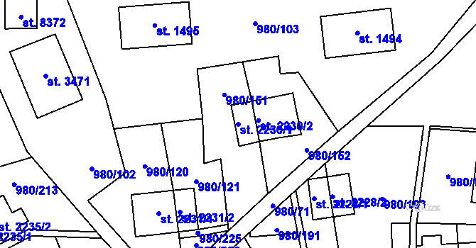 Parcela st. 2230/1 v KÚ Zlín, Katastrální mapa