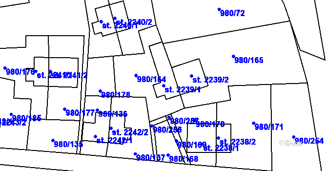 Parcela st. 2239/1 v KÚ Zlín, Katastrální mapa