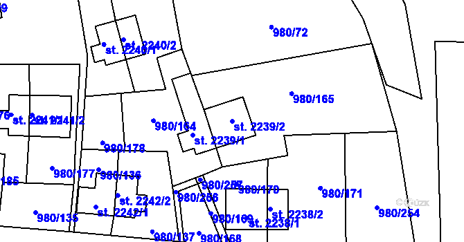 Parcela st. 2239/2 v KÚ Zlín, Katastrální mapa