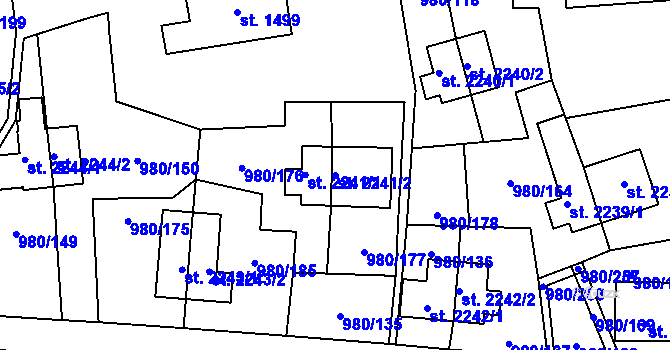 Parcela st. 2241/2 v KÚ Zlín, Katastrální mapa