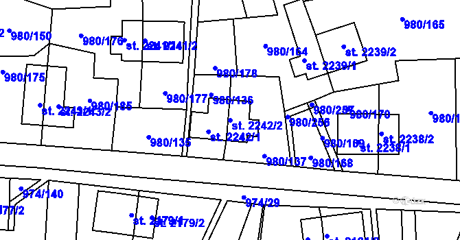 Parcela st. 2242/2 v KÚ Zlín, Katastrální mapa