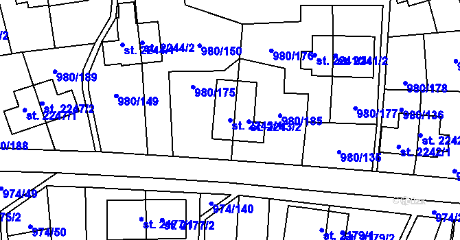 Parcela st. 2243/1 v KÚ Zlín, Katastrální mapa