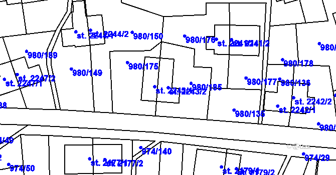 Parcela st. 2243/2 v KÚ Zlín, Katastrální mapa