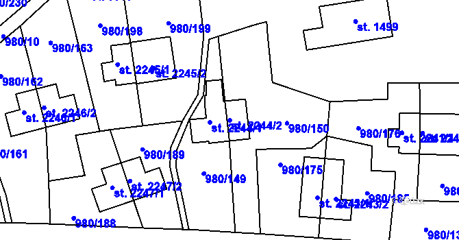 Parcela st. 2244/2 v KÚ Zlín, Katastrální mapa