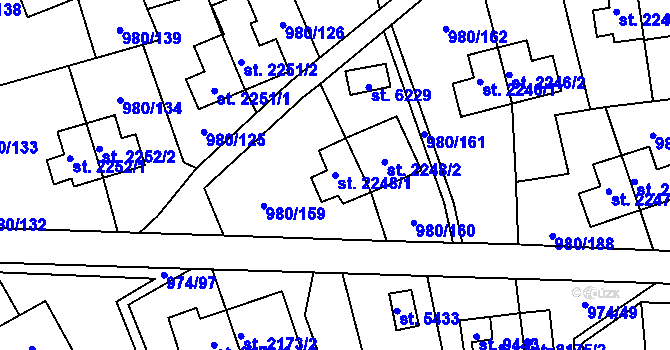 Parcela st. 2248/1 v KÚ Zlín, Katastrální mapa