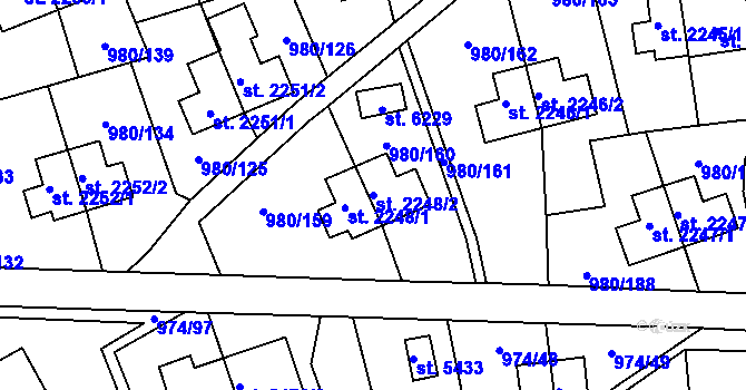 Parcela st. 2248/2 v KÚ Zlín, Katastrální mapa