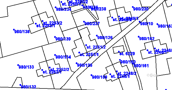 Parcela st. 2251/2 v KÚ Zlín, Katastrální mapa
