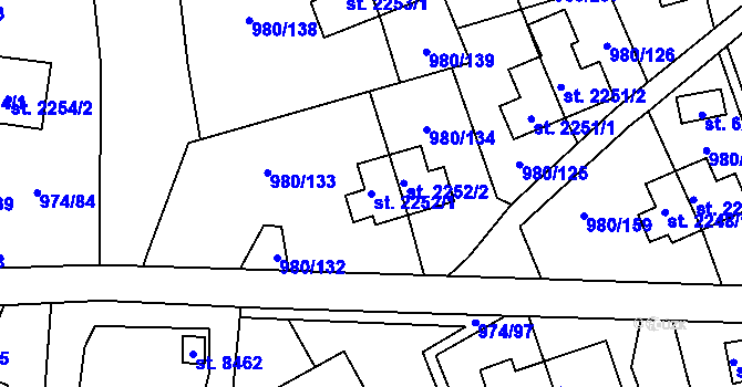Parcela st. 2252/1 v KÚ Zlín, Katastrální mapa