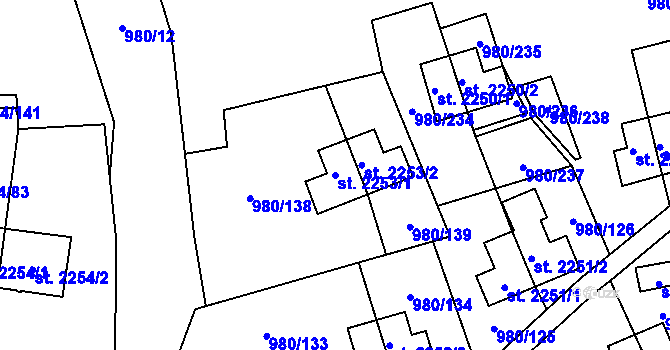 Parcela st. 2253/1 v KÚ Zlín, Katastrální mapa