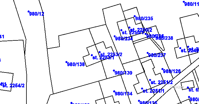 Parcela st. 2253/2 v KÚ Zlín, Katastrální mapa