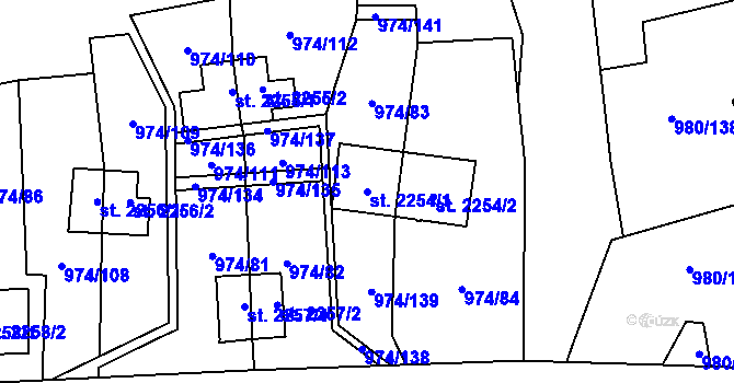 Parcela st. 2254/1 v KÚ Zlín, Katastrální mapa