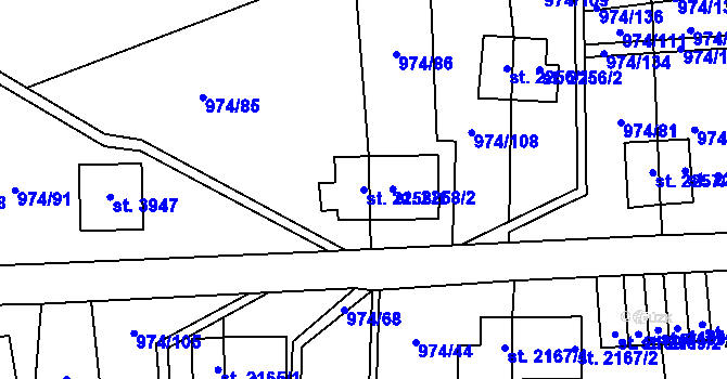 Parcela st. 2258/1 v KÚ Zlín, Katastrální mapa